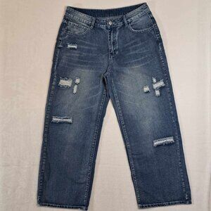 Jeans Women’s Just Fashion‎ Now Relaxed Fit Denim Jeans Distressed Size L